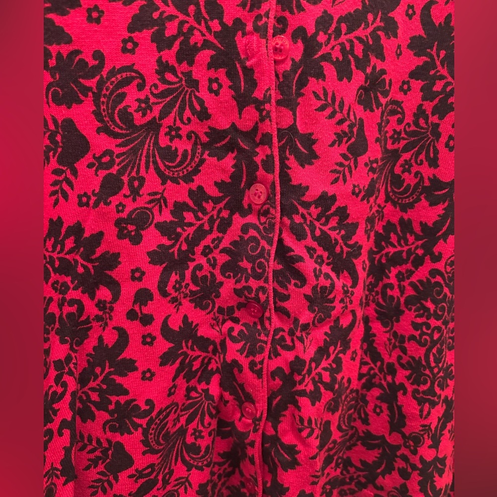 George Brand Red and Black Patterned Cardigan - Picture 3 of 4